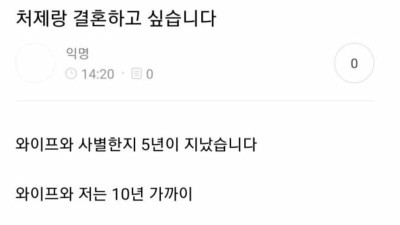 처제랑 결혼하고 싶다는 남자